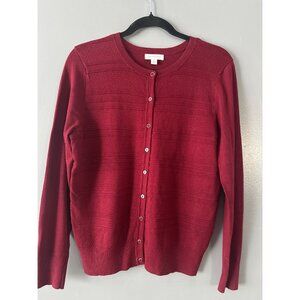Charter Club Maroon Cardigan M Button-Down Sweater Classic Work Casual academia